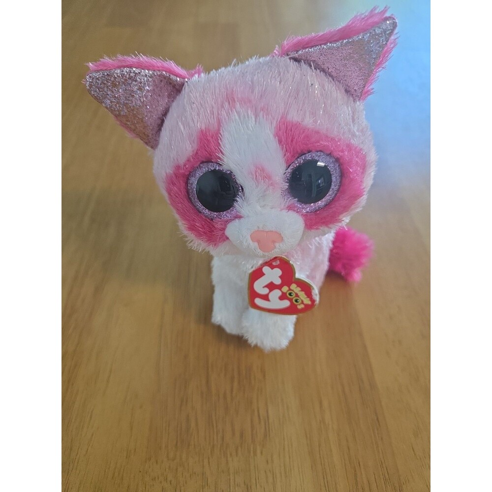 Ty Beanie Boos - MAI the Valentine Pink Cat 6" NEW MWMTs Stuffed Animal Toy